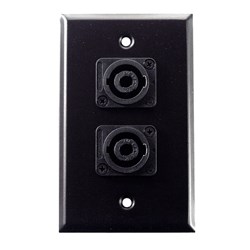 Whirlwind Wall Plate - 1 Gang Black 2 Neutirk NL4 Speakons